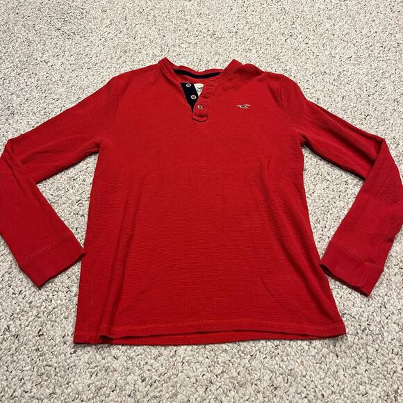 Hollister Other - Hollister Men's Thermal Henley Tee Long Sleeve Sz M Red Y2K Preppy Casual